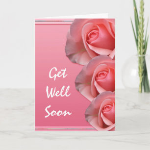 Get Well Wishes Pink Roses Card