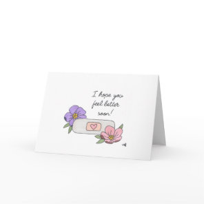 Get Well with Bandaid and Flowers Card