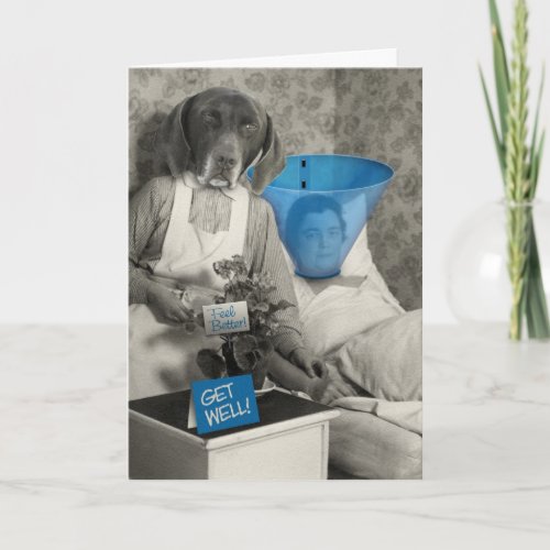 Get Well with Funny Vintage Photo of a Dog Nurse Card