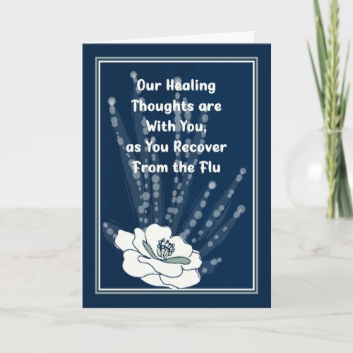 Get Well with White Flower Bubbles and Dark Blue Card