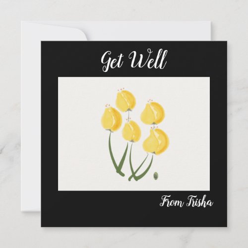 Get Well with with Yellow Tulip Note Card