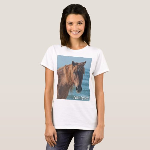 Get Wild Assateague wild horse t_shirt