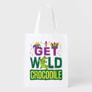 Get Wild Crocodile Mardi Gras Alligator Grocery Bag