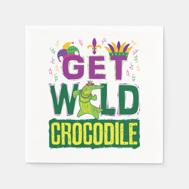 Get Wild Crocodile Mardi Gras Alligator Napkins (Front)