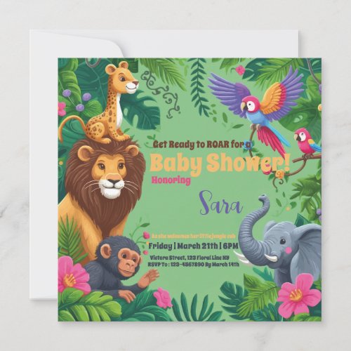 Get Wild for Baby Baby Shower Invitation 