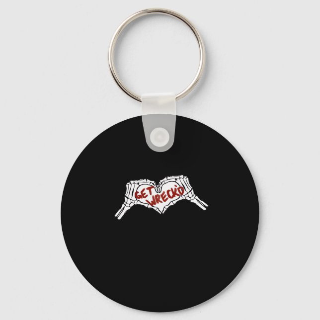 Get Wrecked Skeleton Hand Heart Classic Keychain (Front)