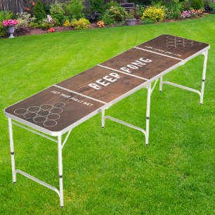 Get Your Ball Wet Custom Dark Walnut Wood Beer Pong Table