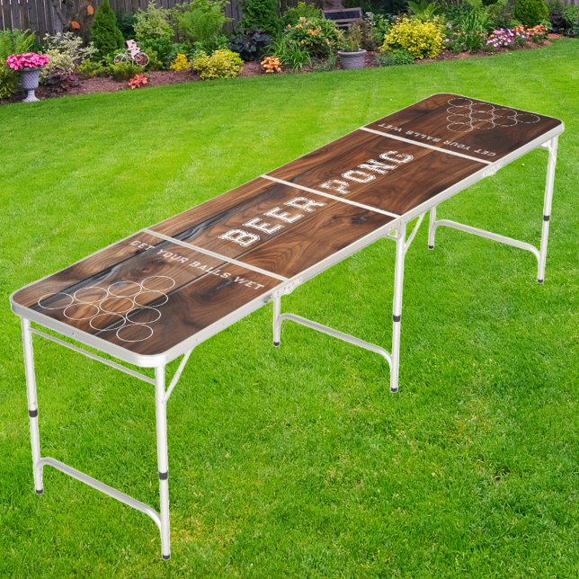 Get Your Ball Wet Custom Glossy Stain Dark Collage Beer Pong Table (Creator Uploaded)