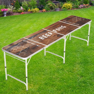 Get Your Ball Wet Custom Glossy Stained Dark Wood Beer Pong Table