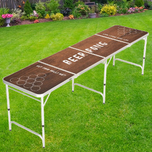 Get Your Ball Wet Custom Rustic Walnut Wood Beer Pong Table