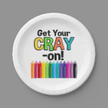 Get your Cray On Rainbow Crazy Crayon Art Teacher Paper Plates
