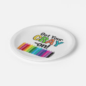 Get your Cray On Rainbow Crazy Crayon Art Teacher Paper Plates (Angled)