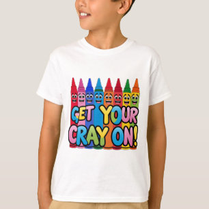 Get Your Crayon On! Happy Cartoon Crayons Art T-Shirt