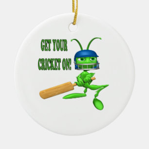 Get Your Cricket On Ceramic Ornament