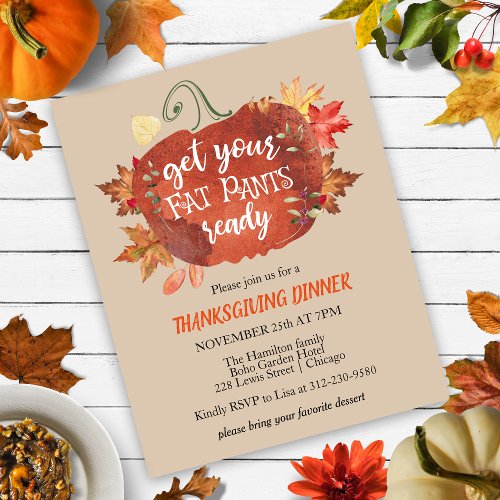Get Your Fat Pants Thanksgiving Budget Invitation 