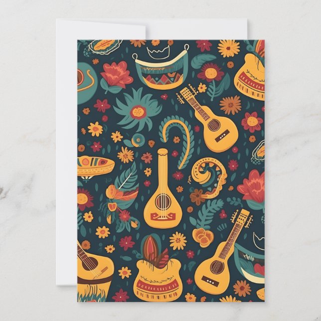 Get Your Fiesta On with Trendy CincoDeMayo Pattern Holiday Card (Front)