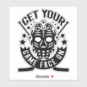 Get Your Game Face On Hockey Sticker