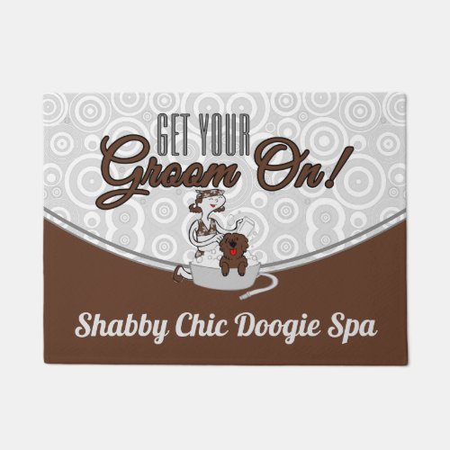 Get Your Groom On Business Brown Groomers Welcome Doormat