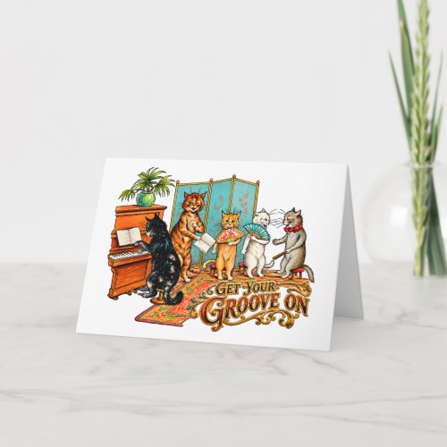 Get Your Groove On Vintage Musical Cats Card