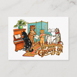 Get Your Groove On Vintage Musical Cats Enclosure Card