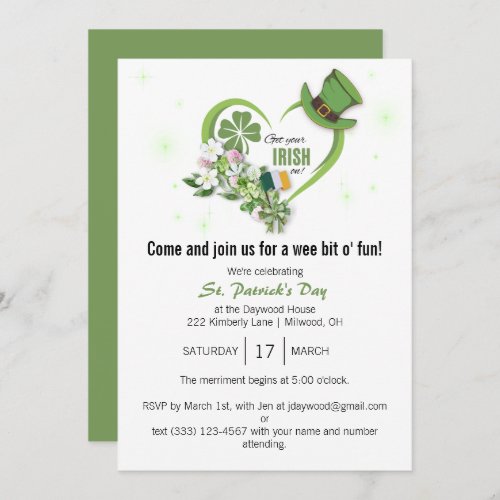 Get Your Irish On St Patricks Day Party Invite