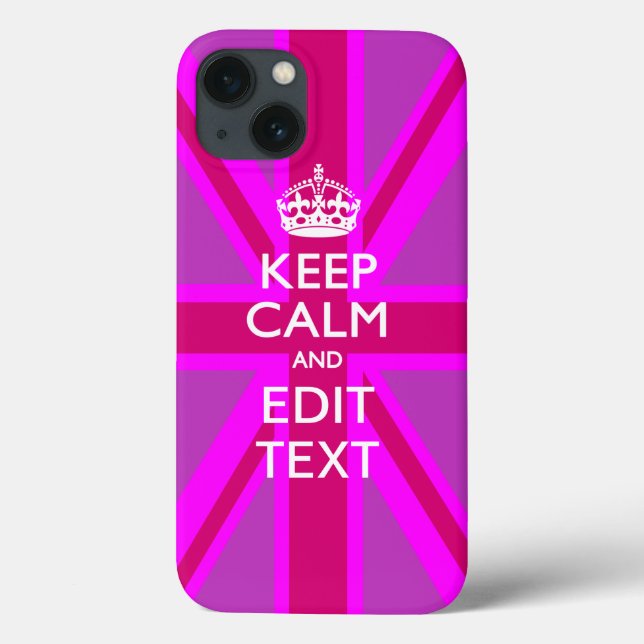 Get Your Keep Calm Text on Fuchsia Union Jack Case-Mate iPhone Case (Back)