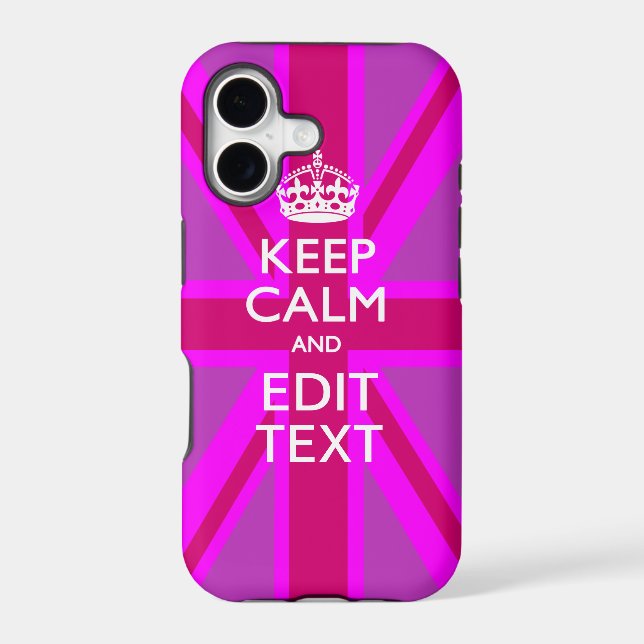 Get Your Keep Calm Text on Fuchsia Union Jack Iphone Case (Back)