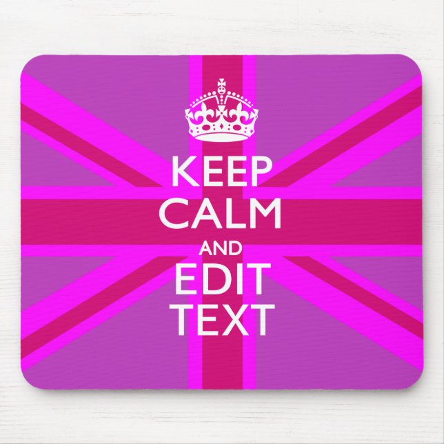 Get Your Keep Calm Text on Fuchsia Union Jack Mouse Pad (Front)