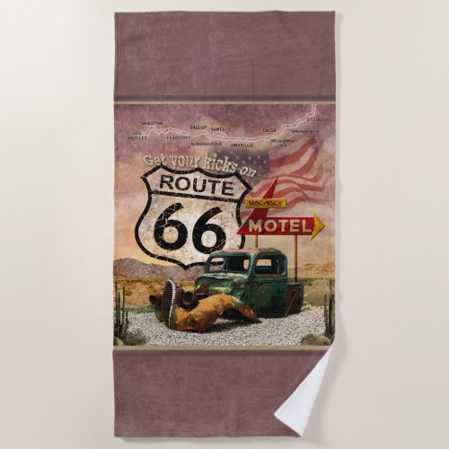 Get your Kicks on Route 66 Beach Towel