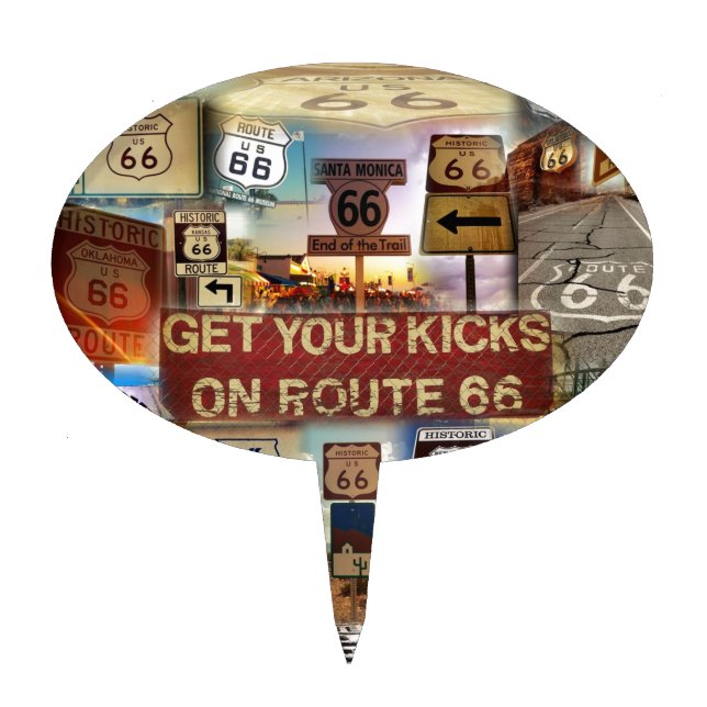 Get your Kicks on Route 66 Cake Topper (Front)