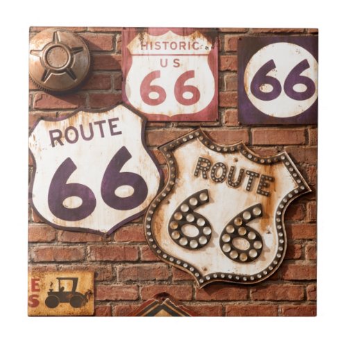 Get Your Kicks On Route 66 Ceramic Tile