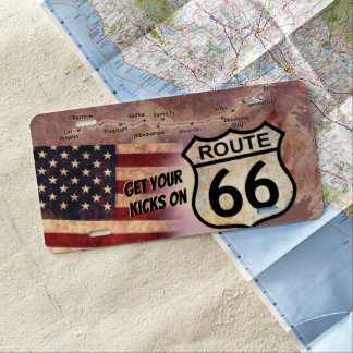 Get your Kicks on Route 66 License Plate