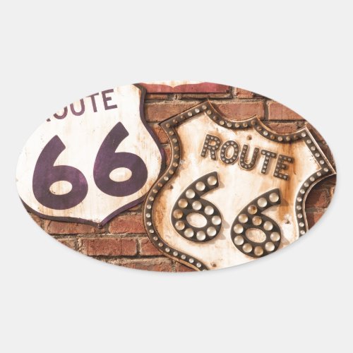 Get Your Kicks On Route 66 Oval Sticker