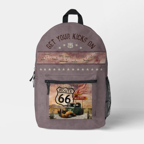 Get your Kicks on Route 66 Printed Backpack