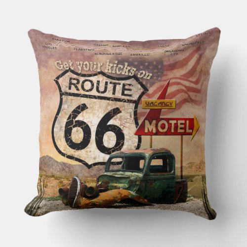 Get your Kicks on Route 66 Throw Pillow