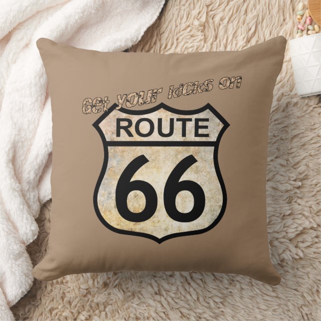 Get your Kicks on Route 66 Throw Pillow (Blanket)