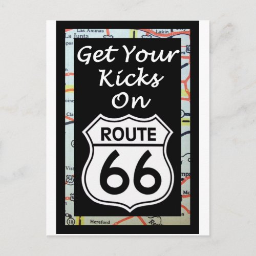 Get Your Kicks On Route 66 With Map Postcard