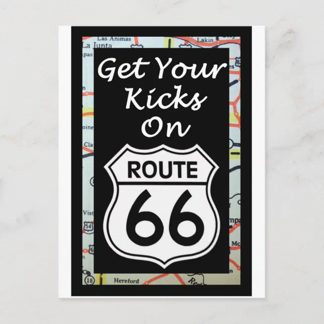 Get Your Kicks On Route 66 With Map Postcard | Zazzle
