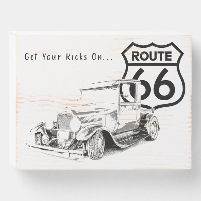 Get Your Kicks on Route 66 Wooden Box Sign (Front Horizontal)