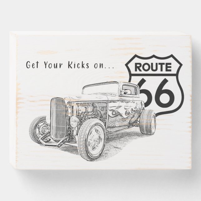 Get Your Kicks on Route 66 Wooden Box Sign (Front Horizontal)