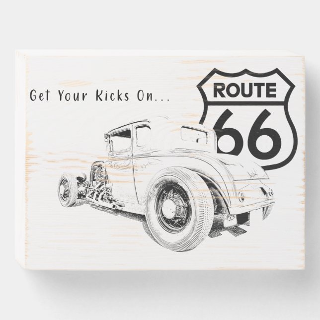 Get Your Kicks on Route 66 Wooden Box Sign (Front Horizontal)