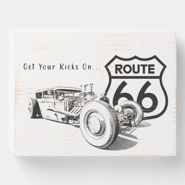 Get Your Kicks on Route 66  Wooden Box Sign (Front Horizontal)