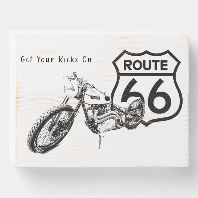 Get Your Kicks on Route 66  Wooden Box Sign (Front Horizontal)