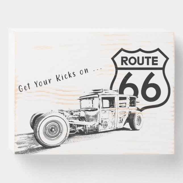 Get Your Kicks on Route 66 Wooden Box Sign (Front Horizontal)