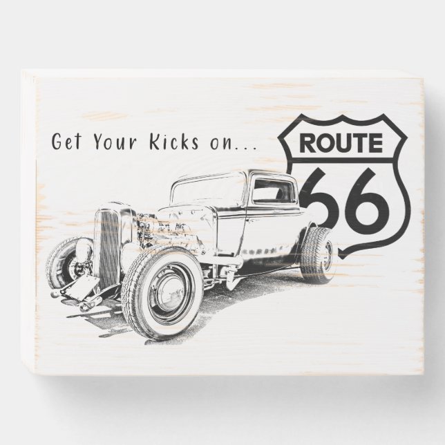 Get Your Kicks on Route 66  Wooden Box Sign (Front Horizontal)