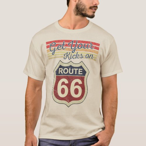 Get Your Kicks _ Route 66 _ Vintage Distressed T_S T_Shirt