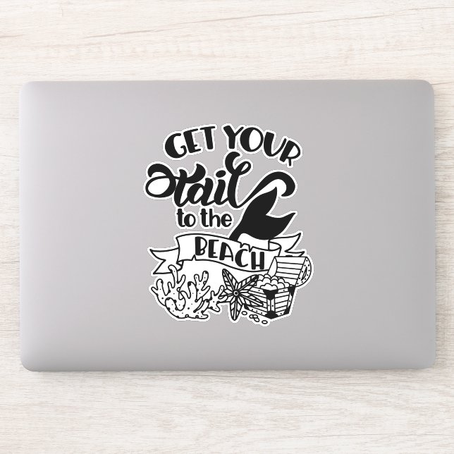 Get Your Mermaid Tail To The Beach Funny Sticker (Computer)