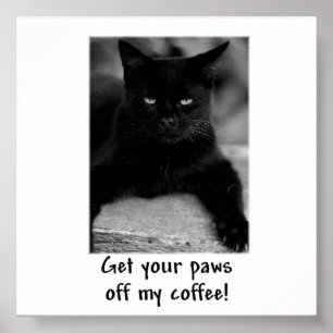 Get Your Paws Off My Coffee! Funny Cat Poster
