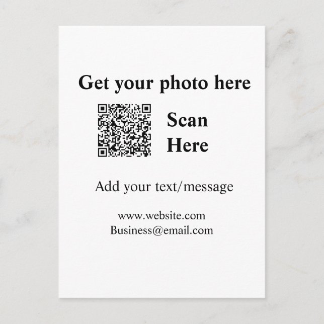 Get your photo scan QR add website email address d Postcard (Front)