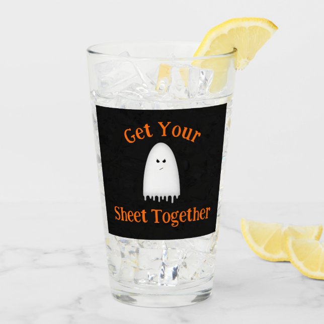 Get Your Sheet Together Halloween Ghost  Glass (Back Ice)